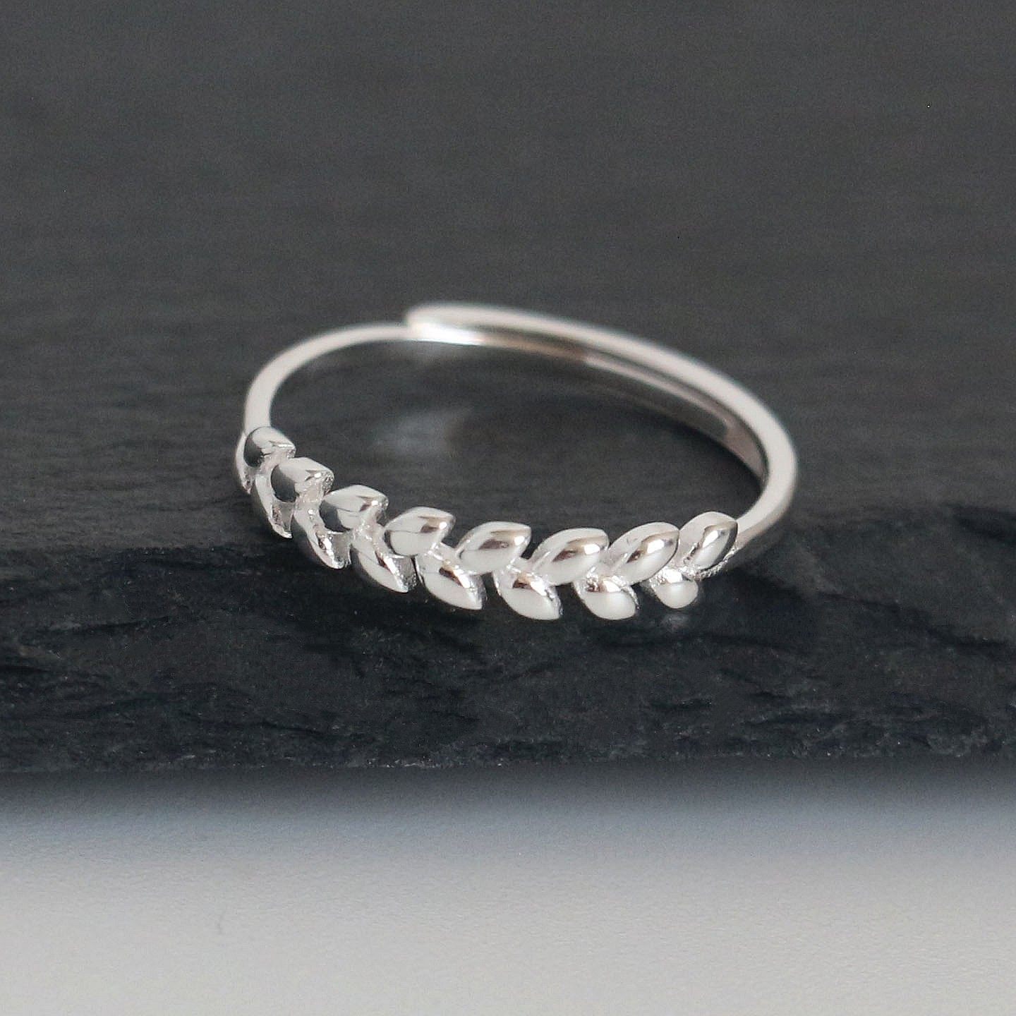 穗穗平安简约麦穗图腾戒指女925银活口气质韩版时尚指环开口戒女