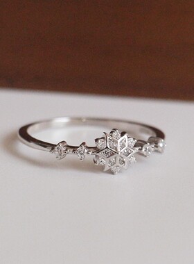 S925纯银雪花锆石女士闭口戒