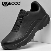 DQGECCO爱步特伦男鞋 黑色软底商务通勤鞋 春秋新款 真皮透气休闲鞋