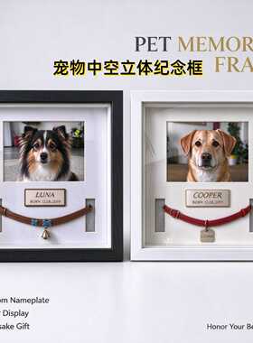 宠物纪念相框中空立体摆台挂墙狗狗猫咪项圈名字牌收藏展示框