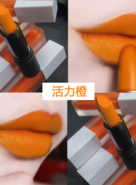 阿宝南瓜色口红哑光橙色橘红色唇膏暖色系持久保湿显白正橘色系