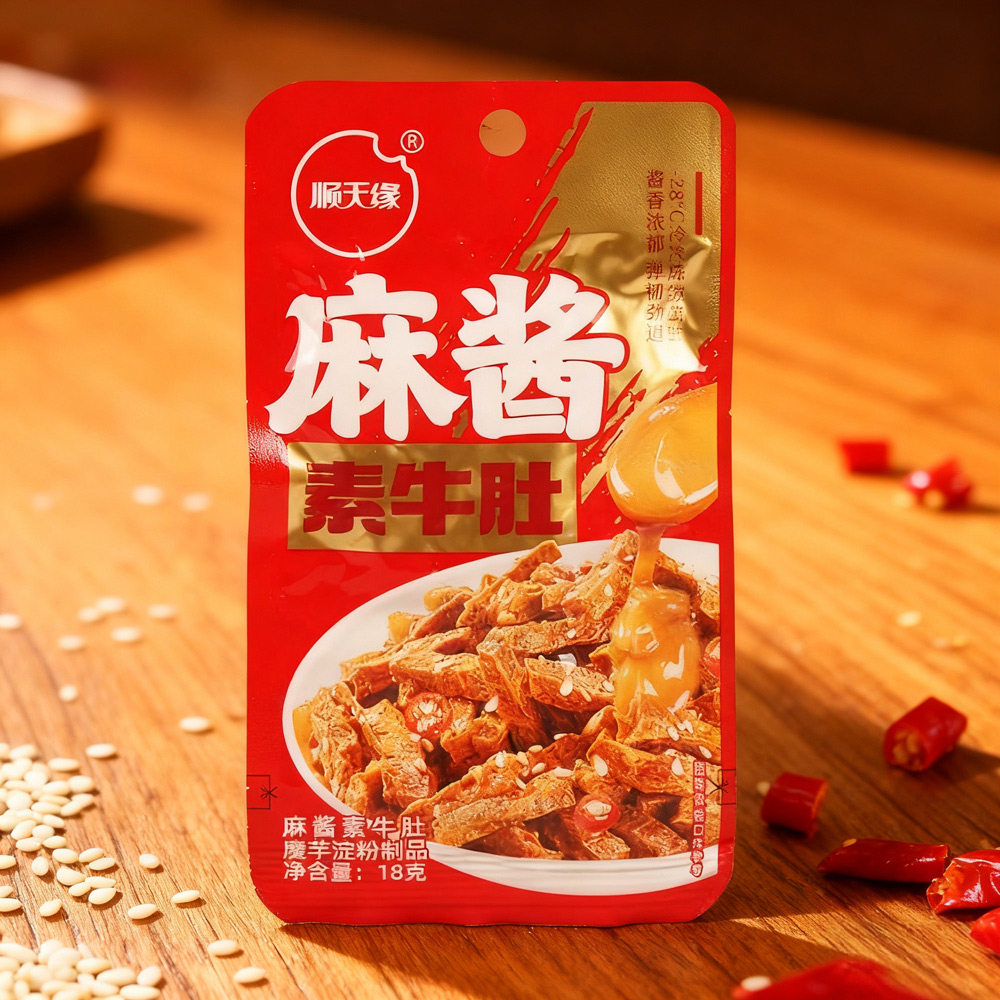顺天缘麻酱素牛肚芝麻酱休闲辣味儿时小零食小包装老式魔芋制品
