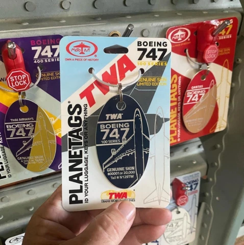 Planetags 波音747 美联航727泰航/大韩航空飞机蒙皮行李牌钥匙扣