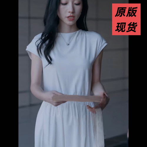原版短剧昭然赴礼许惟昭王格格同款白色纯棉短袖连衣裙女衣服潮流