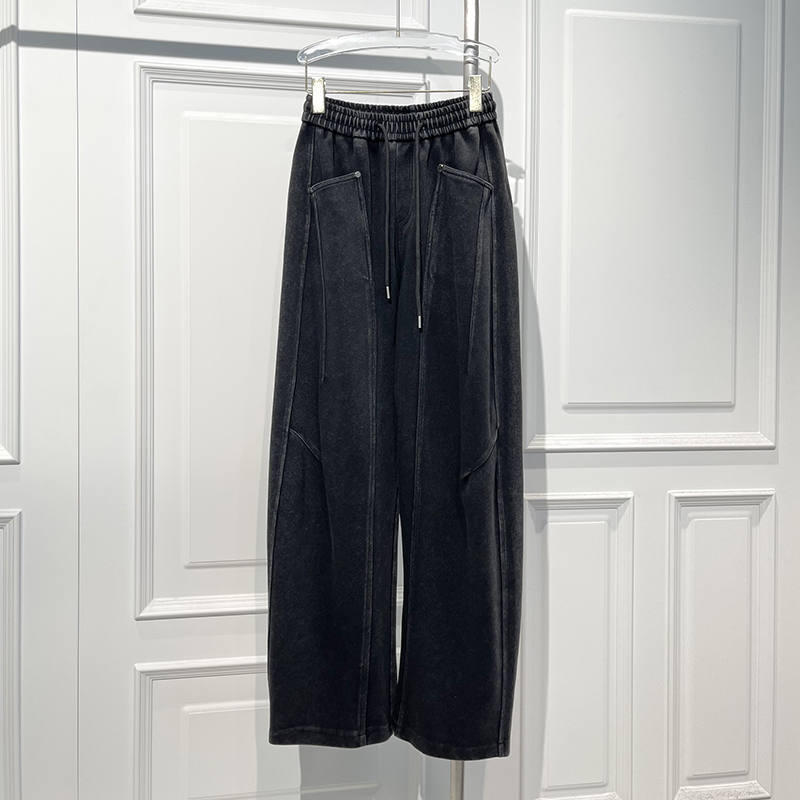 美式百搭高街复古酵洗阔腿裤潮搭