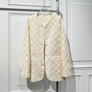 时尚高级感丝绒棉服外套女2025冬季新款宽松显瘦减龄舒适上衣潮搭