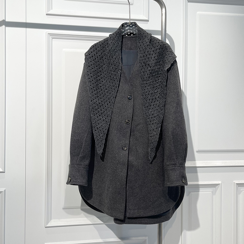 优雅气质百搭通勤中长毛呢外套潮