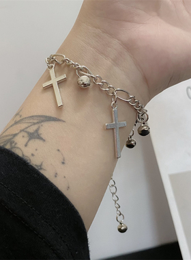 情侣款合金十字架朋克风手链