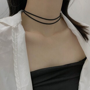 叶流西同款双层锁骨链辣妹短款小众项圈设计感2024年夏季新款脖饰