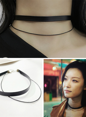 pu双层女锁骨链项链消失的她同款