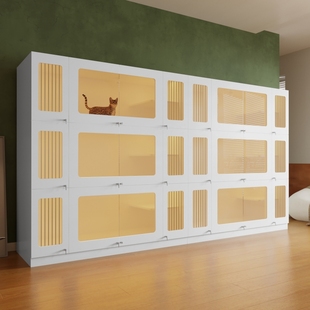 实木猫笼子定制宠物店寄养繁育猫笼展示柜子猫别墅猫屋猫窝笼子