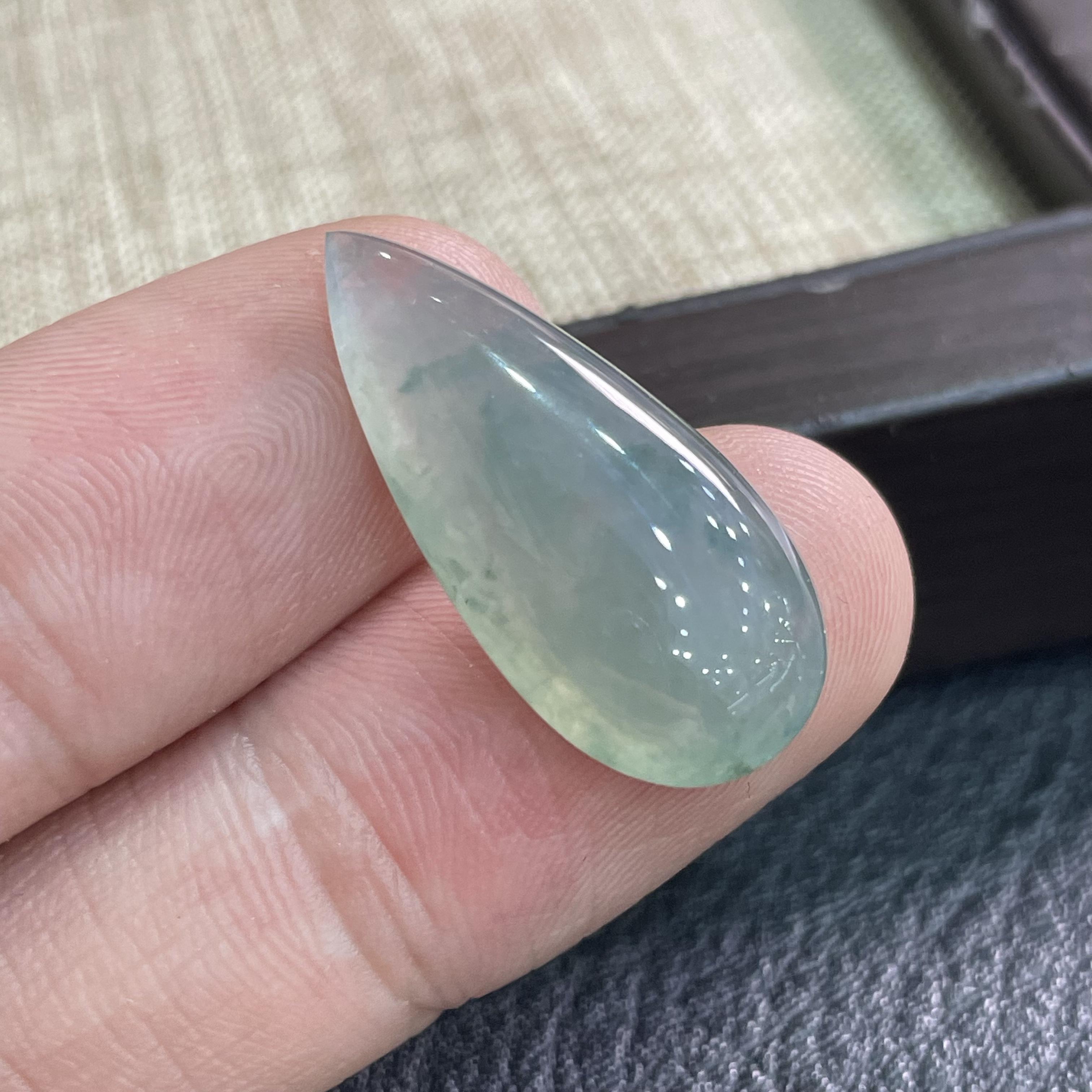 缅甸天然翡翠A货冰种飘花翡翠晴底翡翠水滴裸石镶嵌件精品玉石