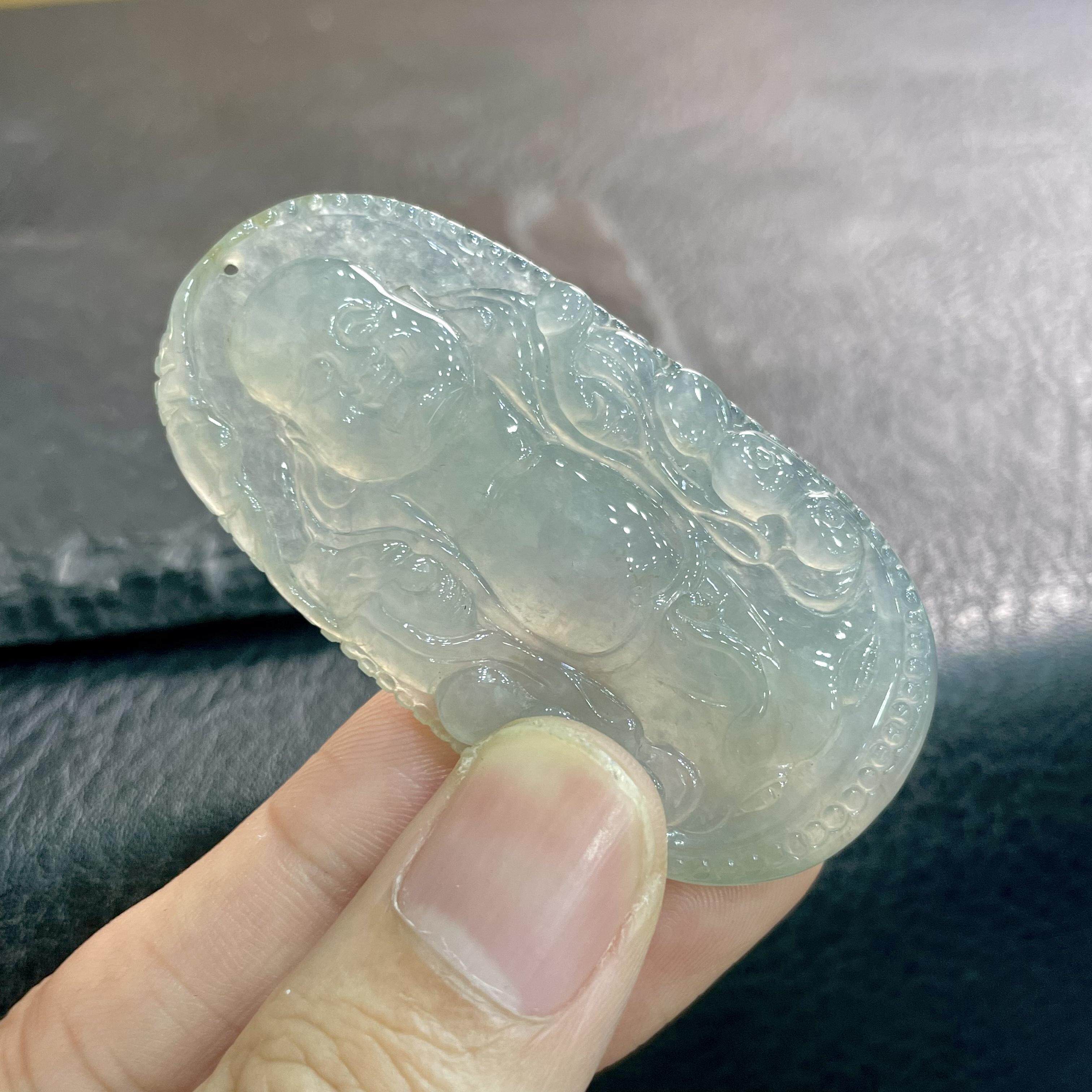 缅甸天然翡翠A货冰糯种晴水底翡翠弥勒佛裸石吊坠精品玉石挂件佛