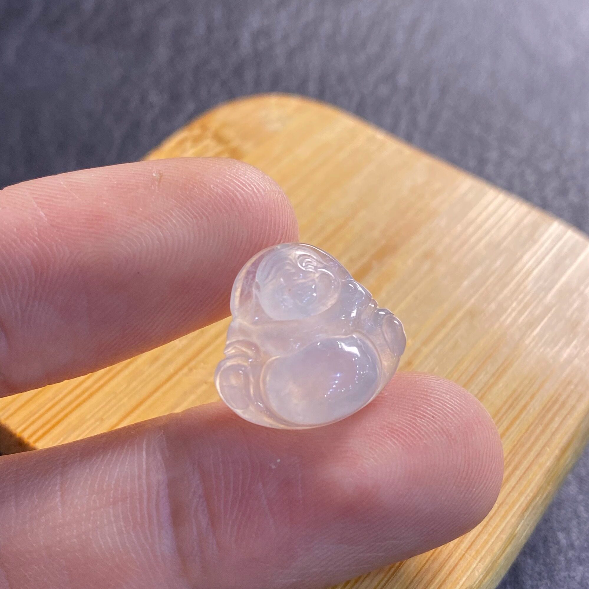 缅甸天然翡翠A货冰种手工雕刻弥勒佛小佛公吊坠裸石精品玉石佛公