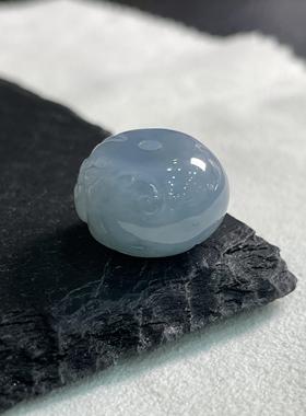 缅甸天然翡翠A货冰糯种紫罗兰蓝紫色飘花翡翠兽面大鼓珠桶珠多宝