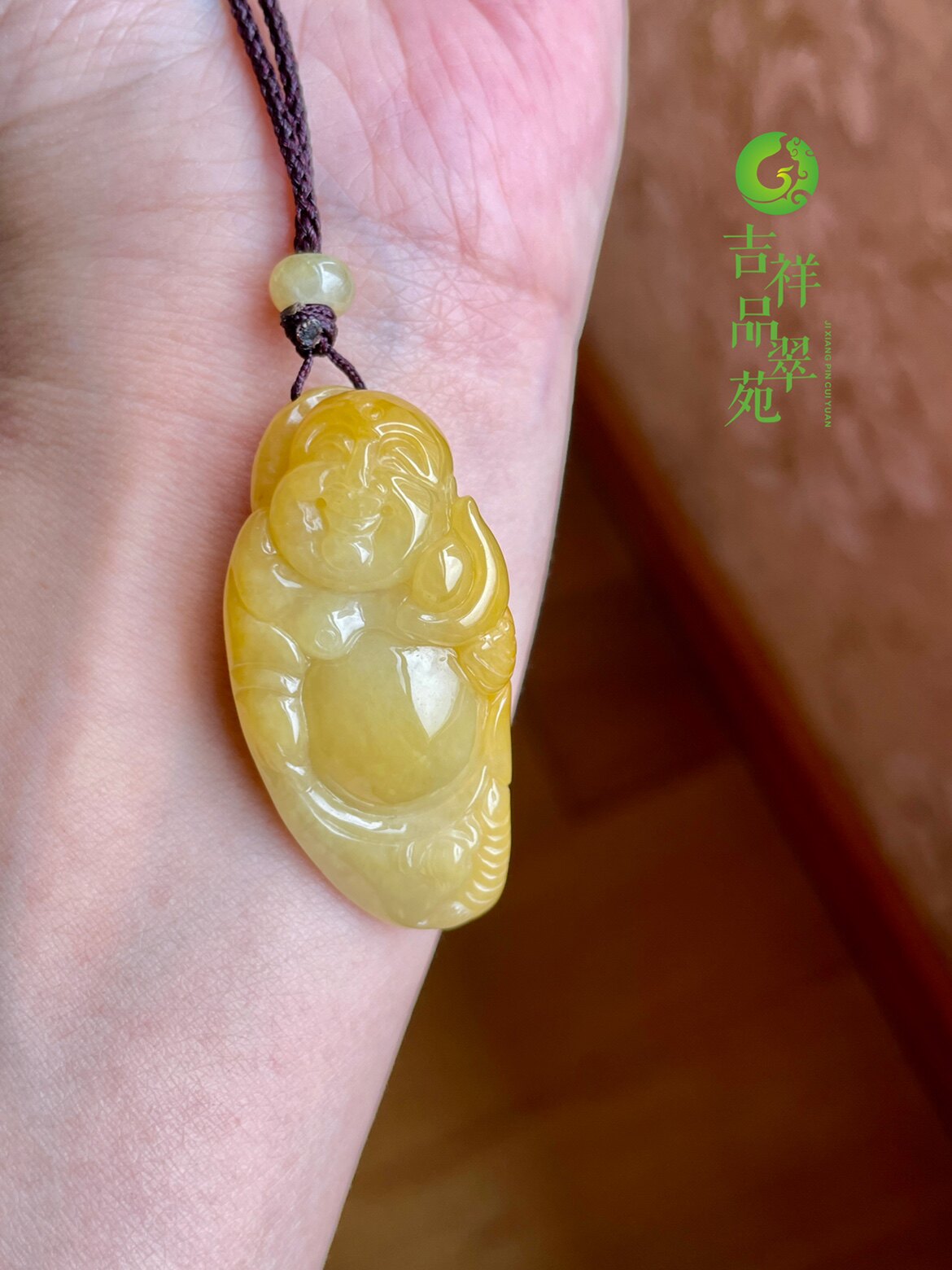 冰糯种黄翡满黄蜜蜡色逍遥佛
