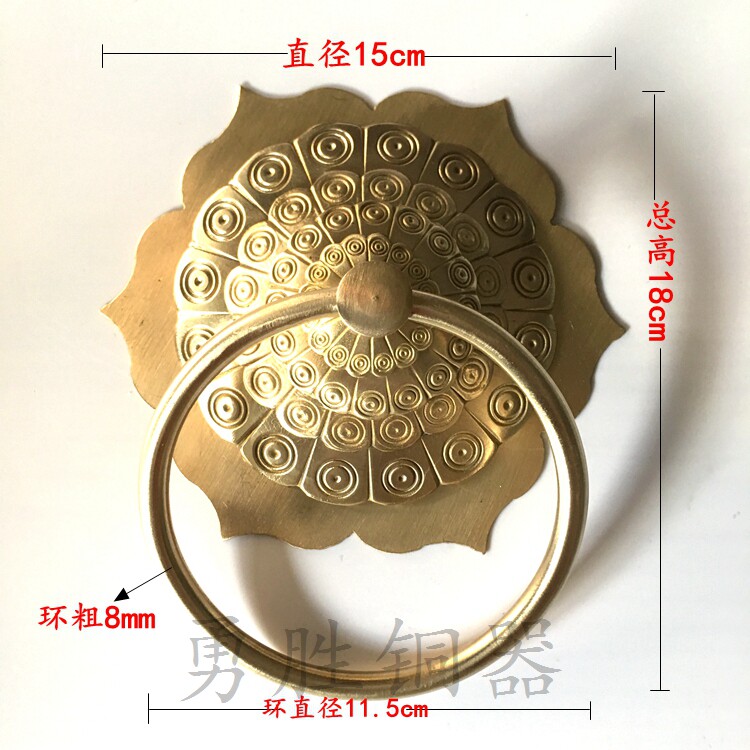 中式仿古铜门环拉手m纯铜拉环老式门把手复古装饰木门拉环配件i.