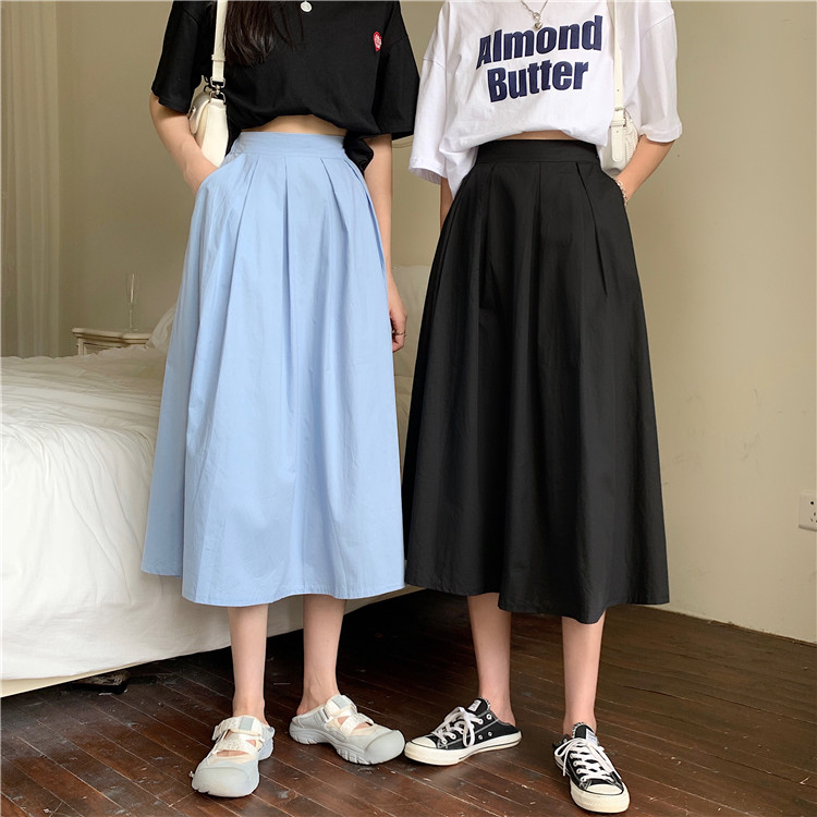 Real auction real price summer umbrella skirt 2021 new half length women's versatile high waist A-line skirt