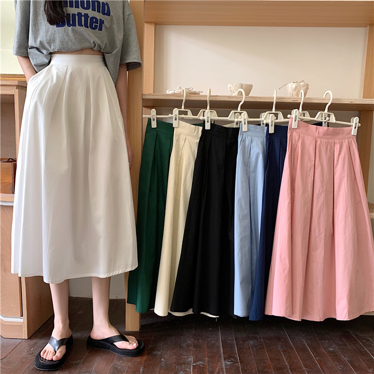 Real auction real price summer umbrella skirt 2021 new half length women's versatile high waist A-line skirt