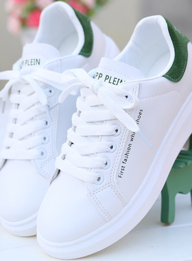 新款厚底经典小白鞋2022春秋舒适系带休闲鞋女学生百搭时尚板鞋
