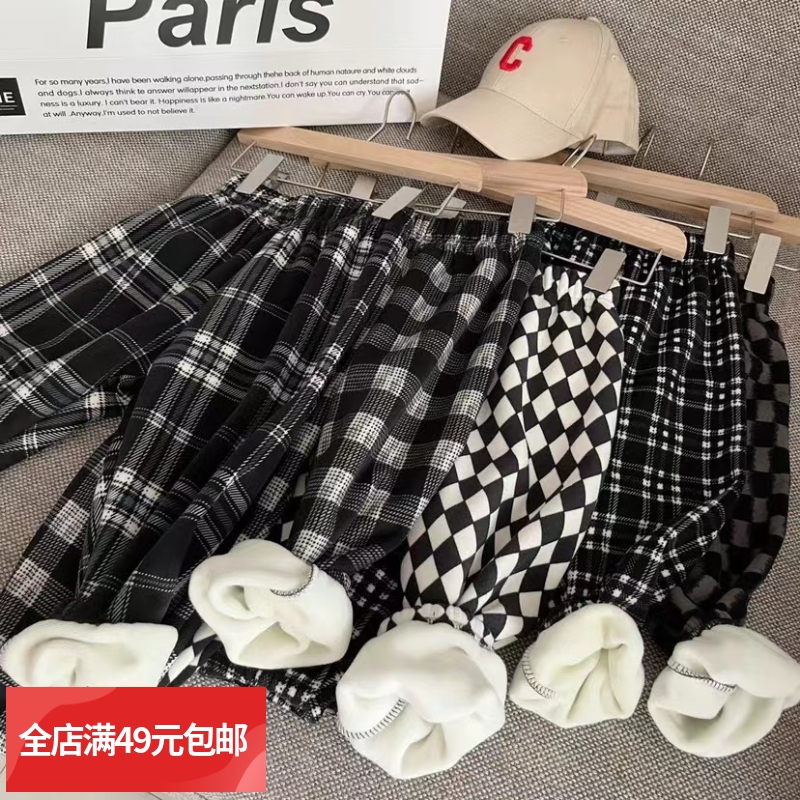 满2条包邮 【秋冬加厚加绒】儿童牛奶绒运动裤长裤宽松潮款男女童