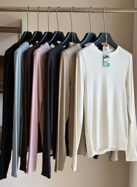 春季打底衫！高端成分 莱赛尔纤维羊毛天丝混纺圆领细腻有型长袖