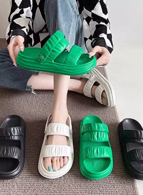 包邮 好穿~两穿踩屎感拖鞋 云朵泡泡夏季女凉拖鞋户外居家拖鞋