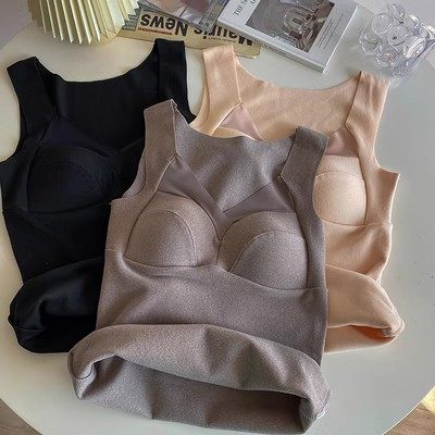 满2包邮【法式大女主的内搭】 秋冬保暖德绒打底蕾丝免穿Bra背心,女士内衣/男士内衣/家居服,保暖背心,淘宝优惠券,粉丝福利购,淘宝优惠卷