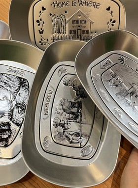 满8包邮 出口欧美单！建议多屯几个！立体雕花马口托盘复古马口铁