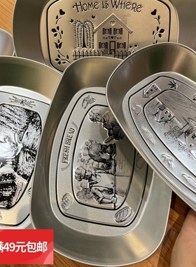 满8包邮 出口欧美单！建议多屯几个！立体雕花马口托盘复古马口铁