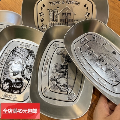 满8包邮 出口欧美单！建议多屯几个！立体雕花马口托盘复古马口铁