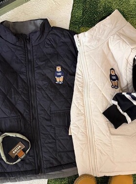 中大童福利 秋季新款摇粒绒立领儿童马甲刺绣卡通女童男童