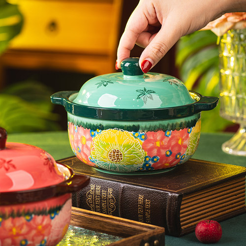 家用陶瓷带盖大号炖盅隔水炖汤罐
