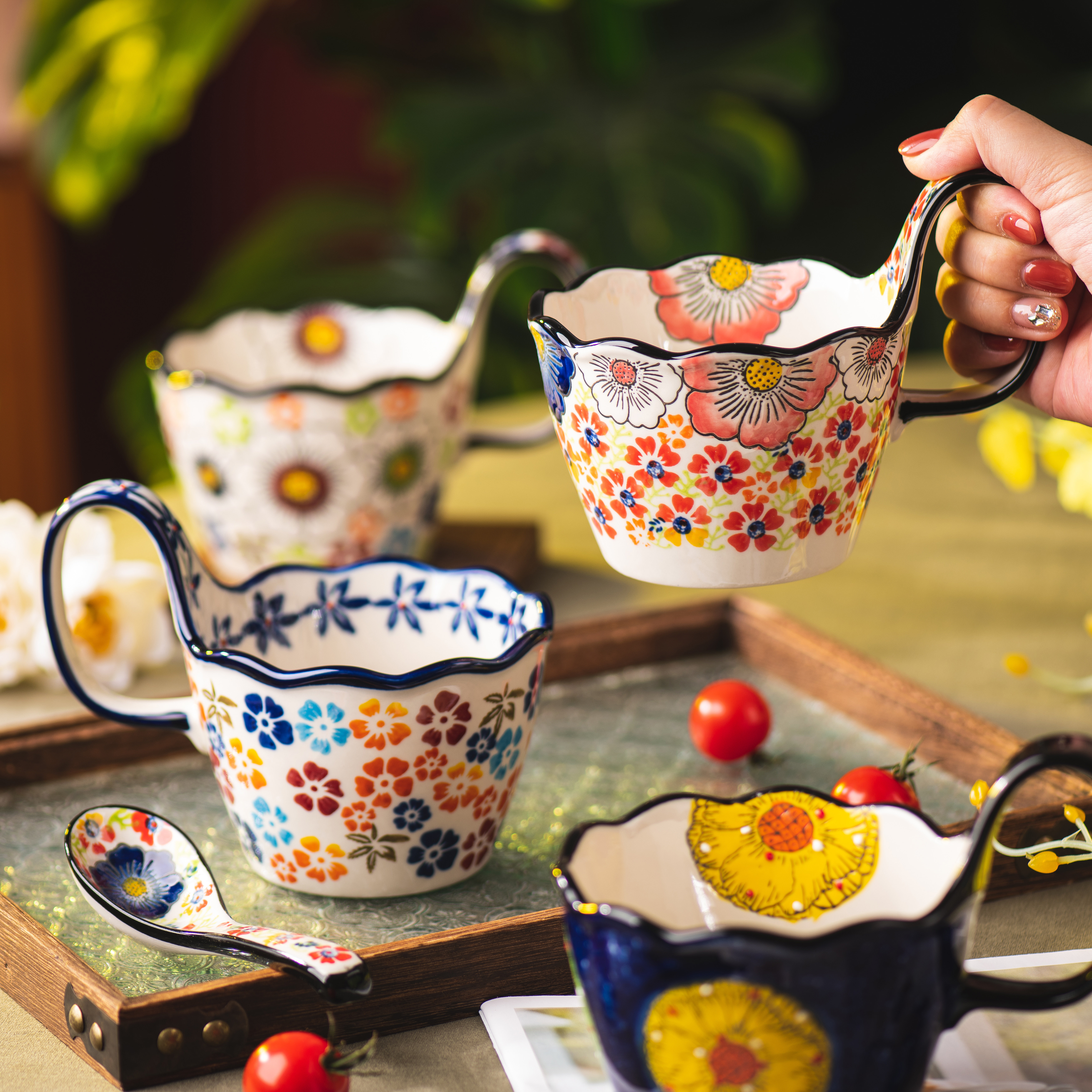 碗家用2025新款高颜值陶瓷餐具精致早餐杯酸奶碗带手柄蒸蛋碗汤碗,餐饮具,碗,淘宝优惠券,粉丝福利购,淘宝优惠卷