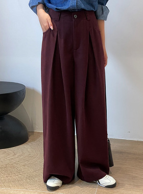 翡格依GN2024秋季新款裤子天丝棉休闲裤高腰显瘦设计感休闲长裤女