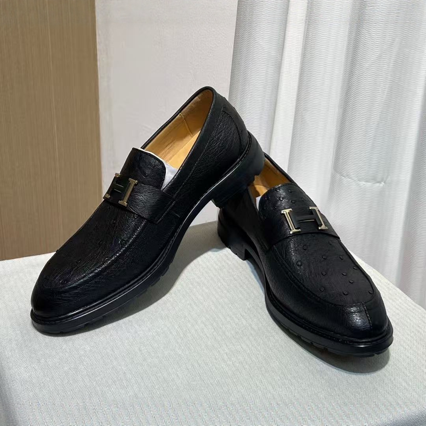 男士全鸵鸟皮鞋莱曼犀牛2025新款