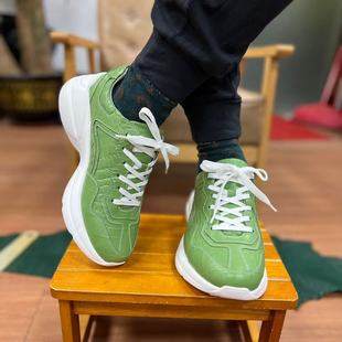 进口鳄鱼皮男鞋男士皮鞋真皮正品高档品牌厚底休闲老爹鞋高端鞋子