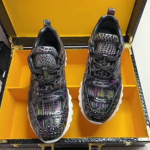 纯真鳄鱼皮鞋欧美时尚个性手工擦色春秋新款轻便舒适正品真皮男鞋