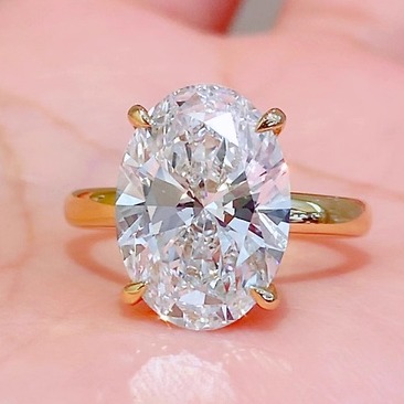 海莉同款鸽子蛋钻戒 椭圆形18K金实验室培育钻石戒指IGI国际证书