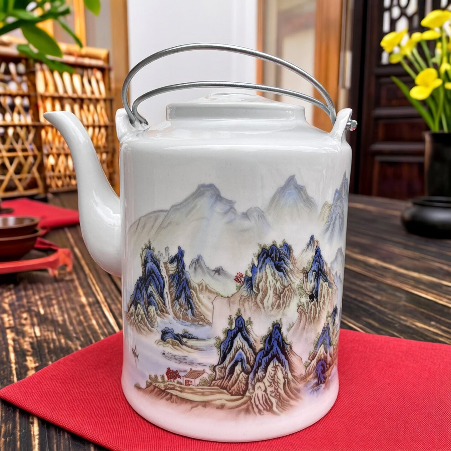 景德镇陶瓷大容量防爆提梁茶壶