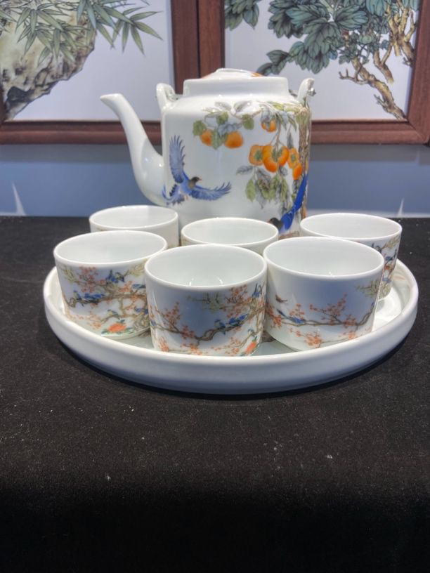 景德镇新款家用防爆老式怀旧陶瓷茶壶提梁壶壶高温开水壶套装茶盘