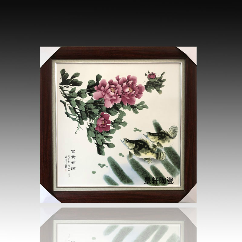 客厅中堂风玄关摆件瓷板画