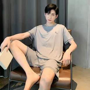 男薄款 莫代尔新款 夏天加大码 青年学生家居服套装 睡衣夏季 男士 短袖