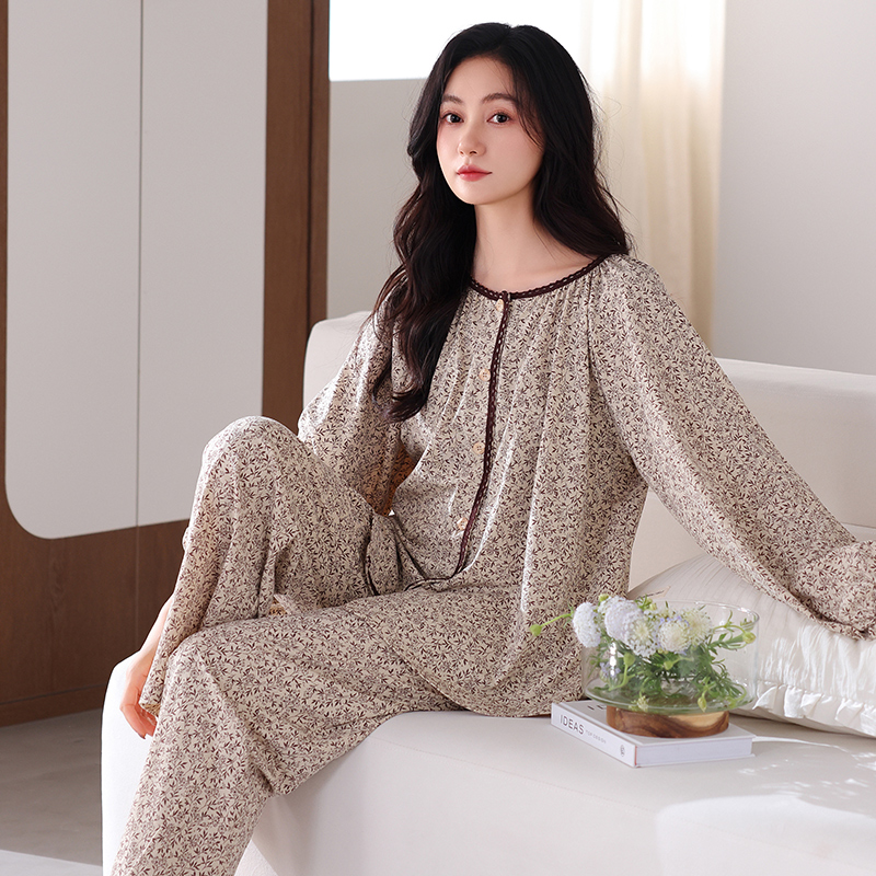 纯棉睡衣女春秋季长袖秋冬款女款大码宽松全棉公主甜美家居服套装