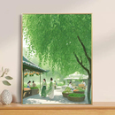 diy数字油画春天高级感治愈系风景丙烯油彩画手工填充绘画填色画