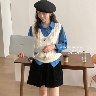 韩系减龄显瘦针织马甲女 宽松百搭V领坎肩上衣背心潮 2025秋季 新款