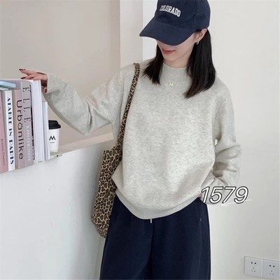 极简风半高领宽松套头毛衣女软糯
