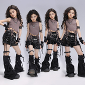 女童爵士舞潮服酷帅jazz露脐舞蹈服少儿废土风套装 街舞嘻哈演出服