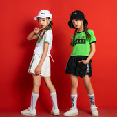 六一女童爵士舞演出服嘻哈hiphop潮牌少儿街舞服装 女孩走秀短裤