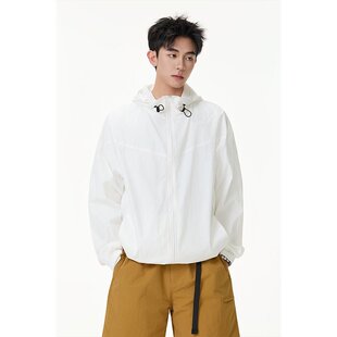 户外机能风连帽防晒衣男2026春季 慵懒风外套潮牌vibe痞帅上衣 新款